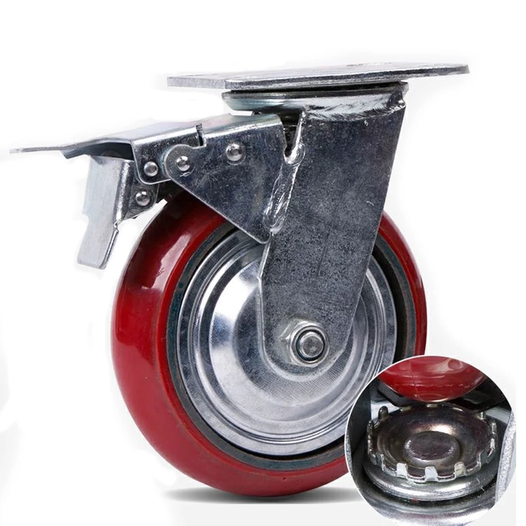 Korean Polyurethane 4 inch 5 inch 6 inch 8 inch Heavy Duty Industrial Swivel Caster With Brake