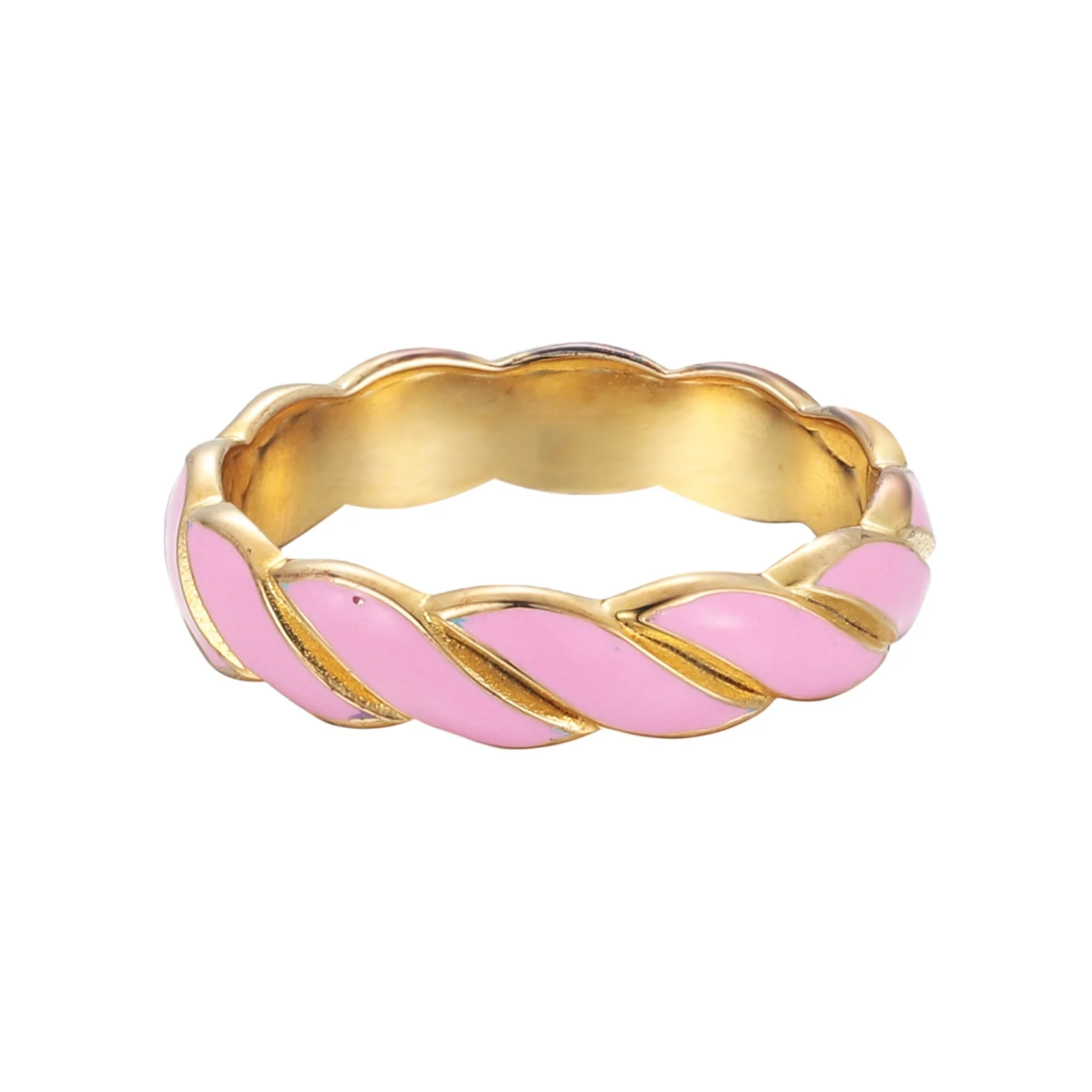 Custom 925 Silver Rings Twisted Water Resistant Gold Plated Pink Enamel Engagement Ring For Women Fine Jewelry Rings