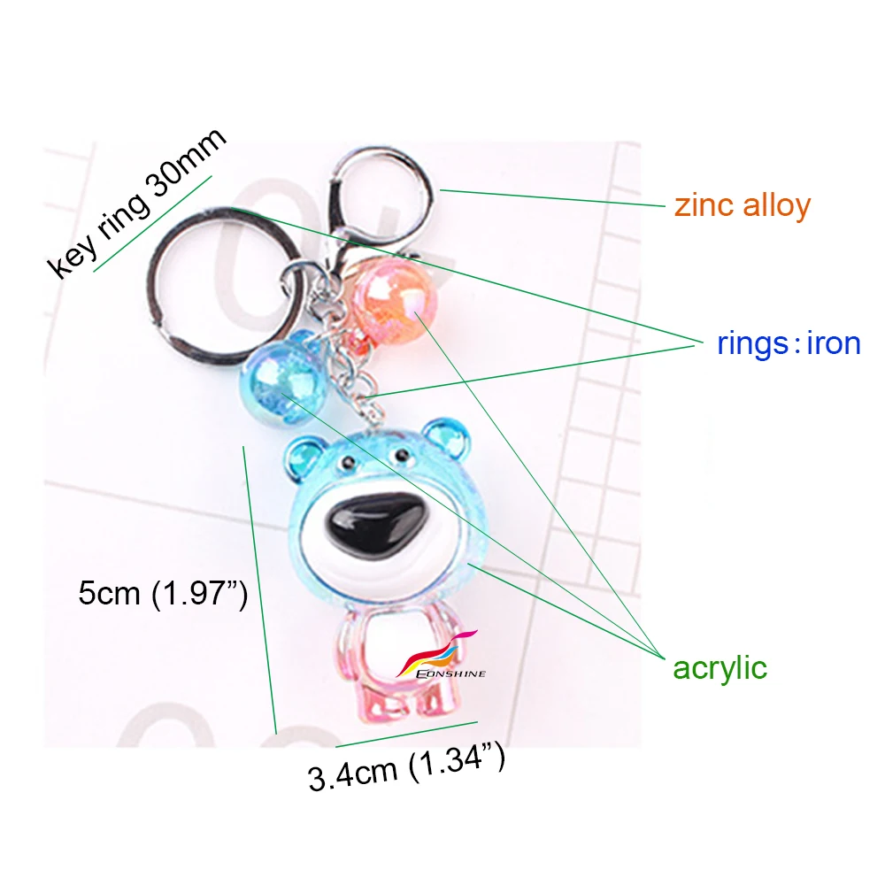 
Super Cute Cracked Bubble Plastic Crystal Acrylic Little Teddy Bear Keychain 
