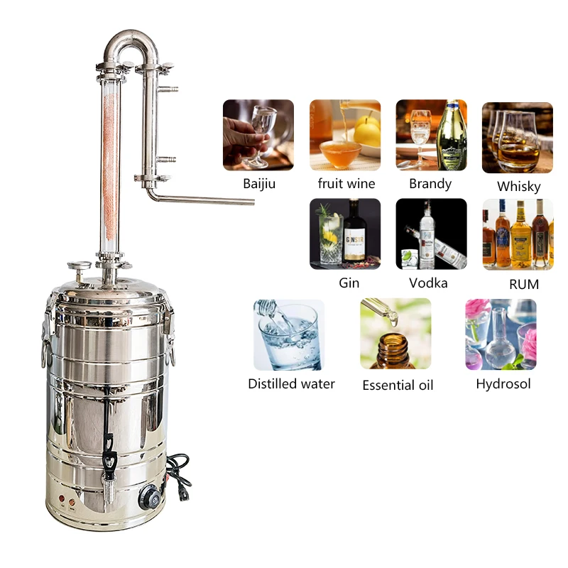 20L custom home alcohol distiller crystal column pure copper mesh private brandy whiskey rum distillation wholesale Pure dew