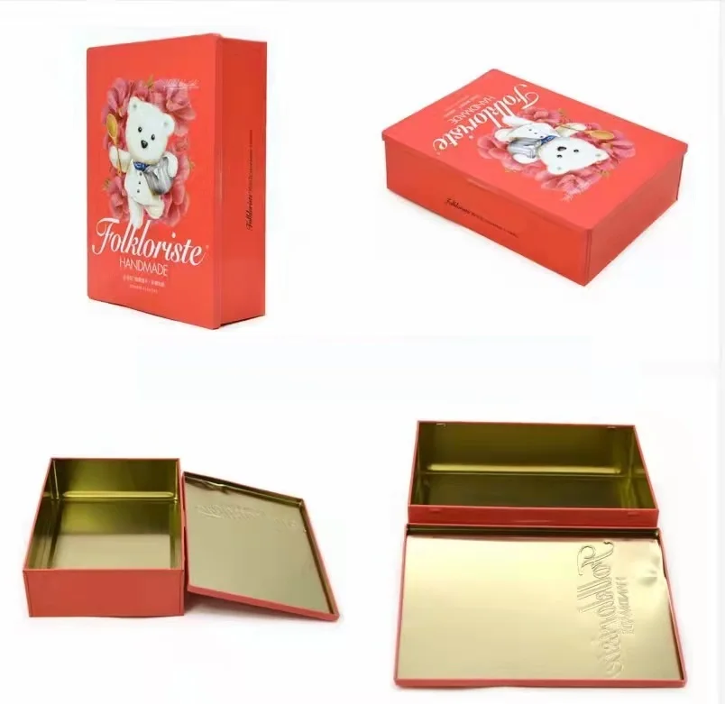 Manufacturer Customized Sealed embossed storage custom printed square gift tin box