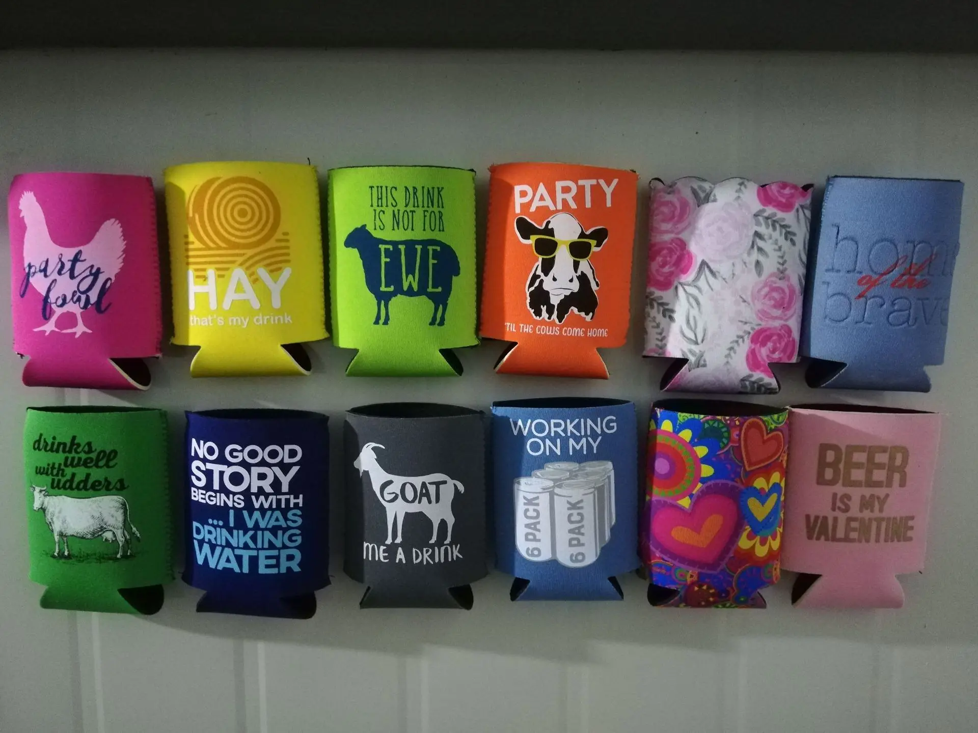 100pcs Logo Custom Personalized DIY for parties events Neoprene 12oz Coolies Beer Joke Drink Can Cooler