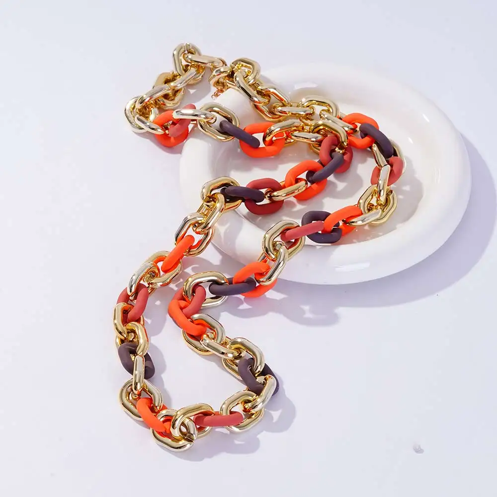 Colorful Acrylic Chunky Chain Necklaces  Bohemia Thick Cable Chain