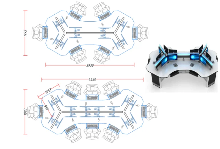 kesino direct sale modular ergonomic console table supplier multi-person wiring management operator workstation console