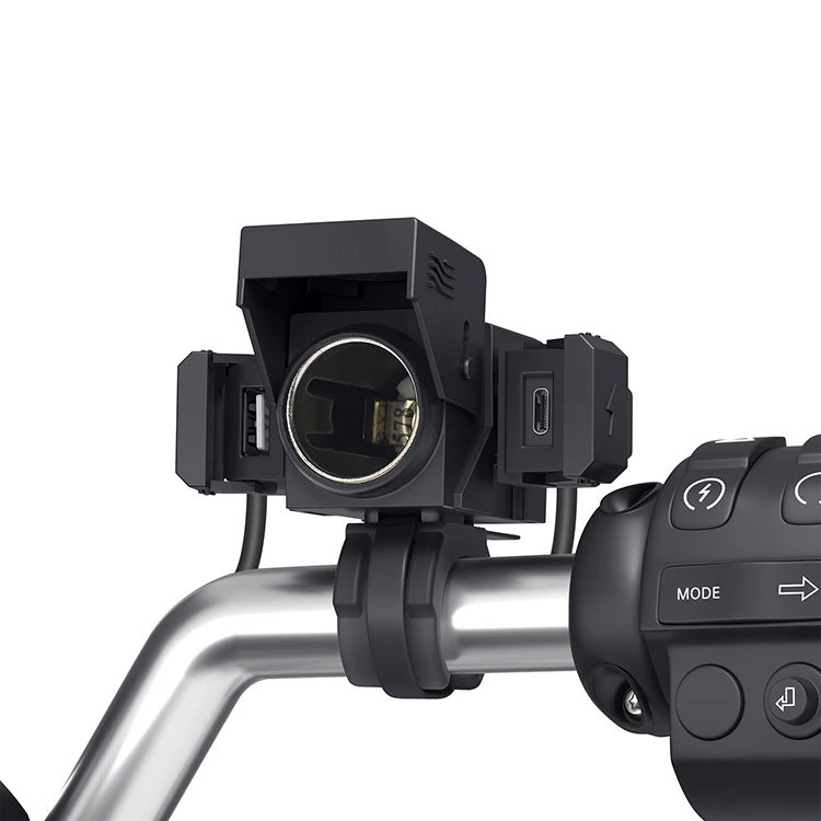 Bike Usb Charger Power Dual QC3.0 Cell Phone Charger For Motorcycle With Cigarette Lighter Socket