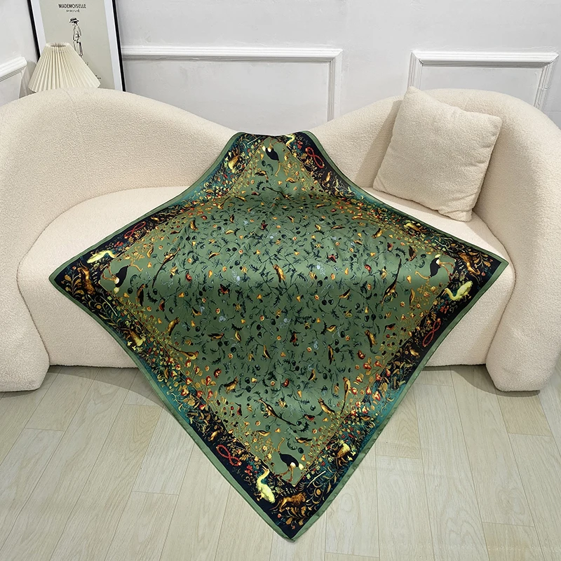 New Fashion Silk Square Scarf For Women 110*110cm Neck Hair Tie Band Bag Warp Soft Neckerchief Hijab Headscarf