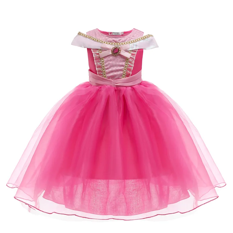ecowalson  Girls Sleeping Beauty Aurora Dress Long Sleeves Off Shoulder Lace Robe Kids Gorgeous Christmas Gift Fancy Princess