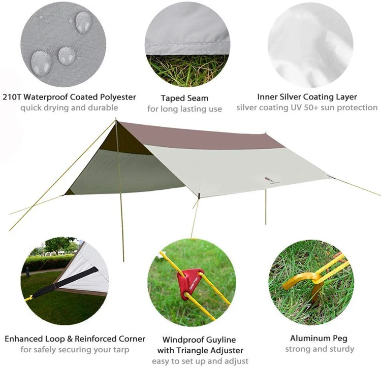 Уличная палатка Geertop для кемпинга, с дождем, гамаком, брезентом, Пляжное солнцезащитное укрытие