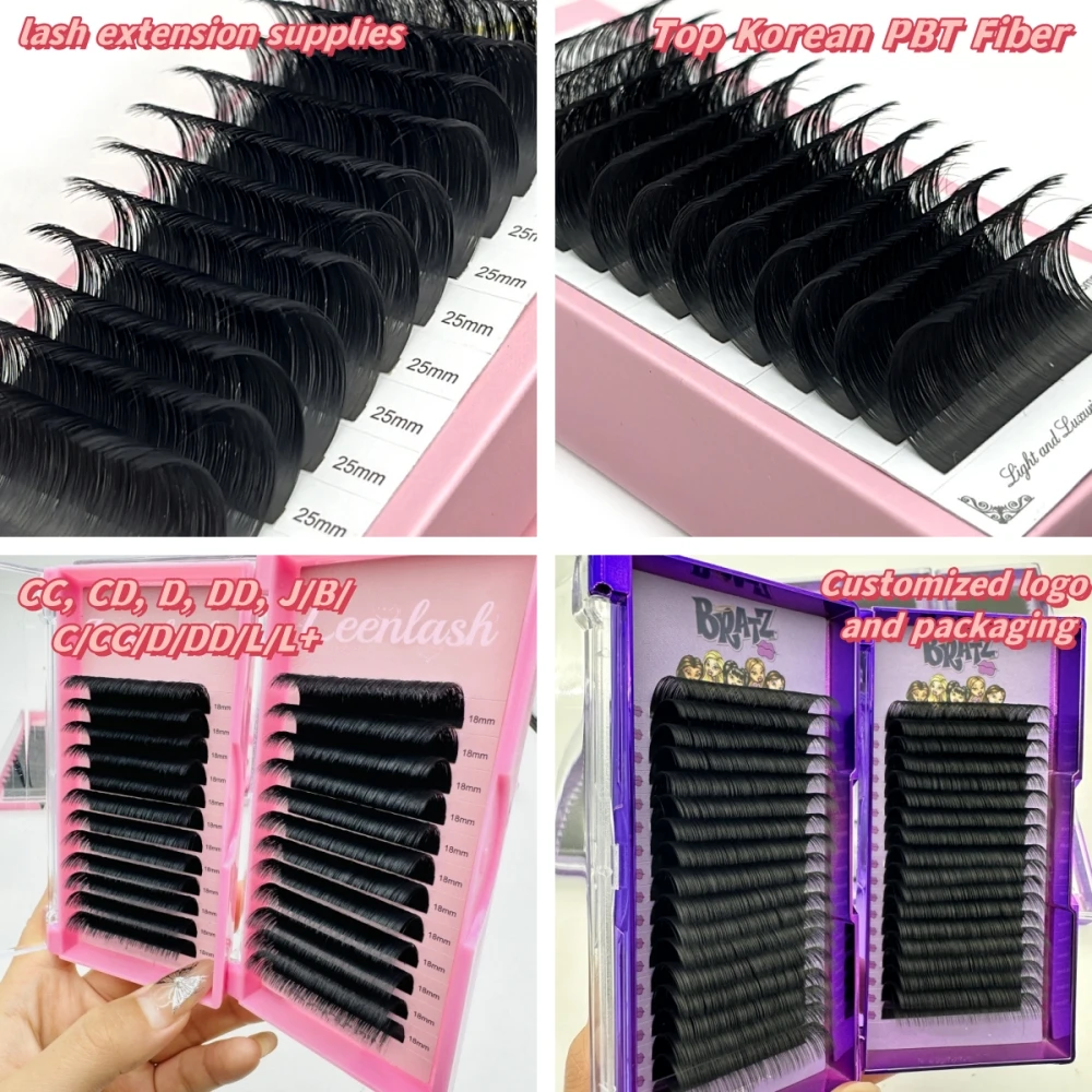Wholesale Luxury Matte Black Cashmere Eyelash Extensions CC Curl Handmade Russian Classic Volume Individual Lash Tray Supply