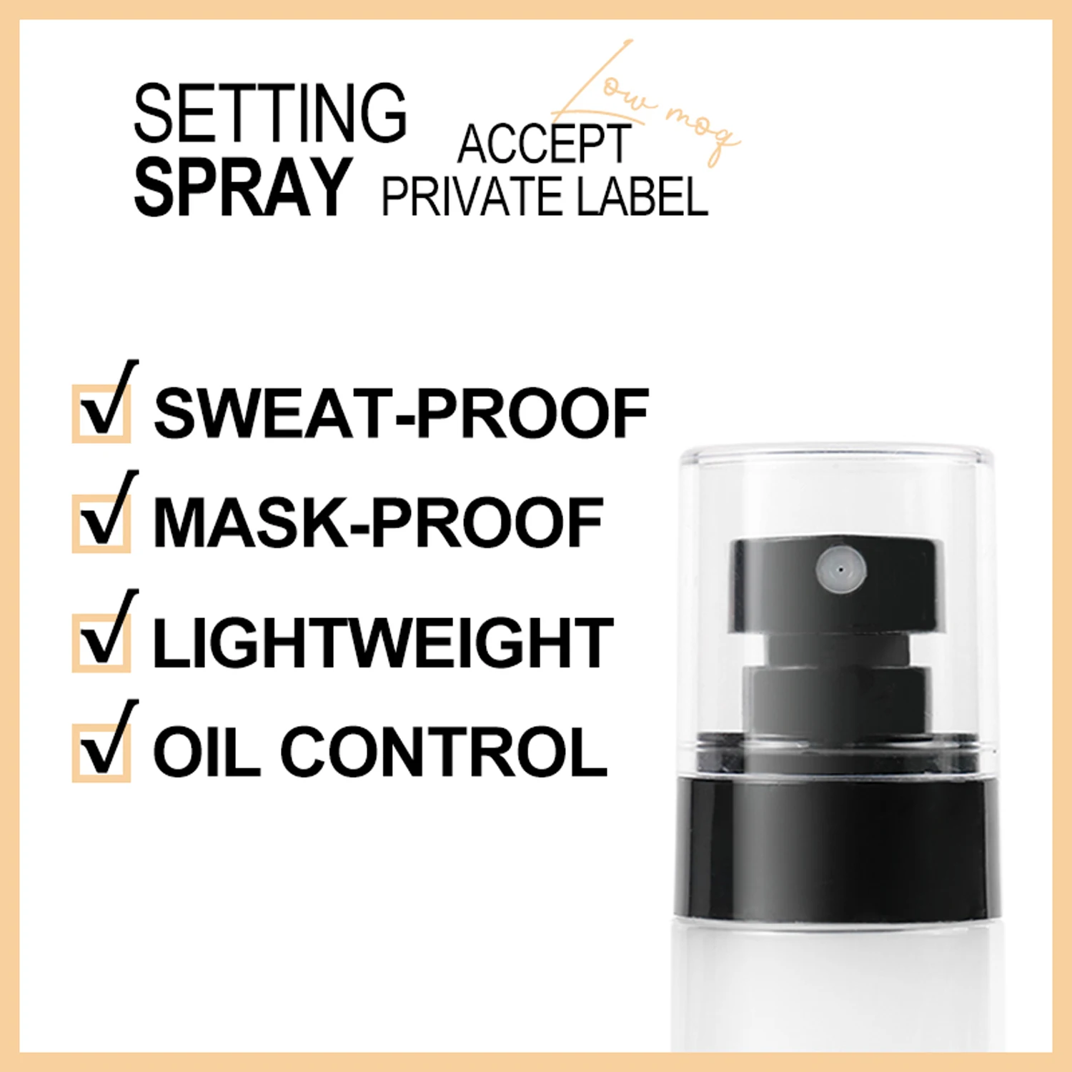 Private Label Oil Control Sweat Proof Fixer Setting Spray Cosmetics Vegan Face Long Lasting Waterproof Makeup Setting Spray