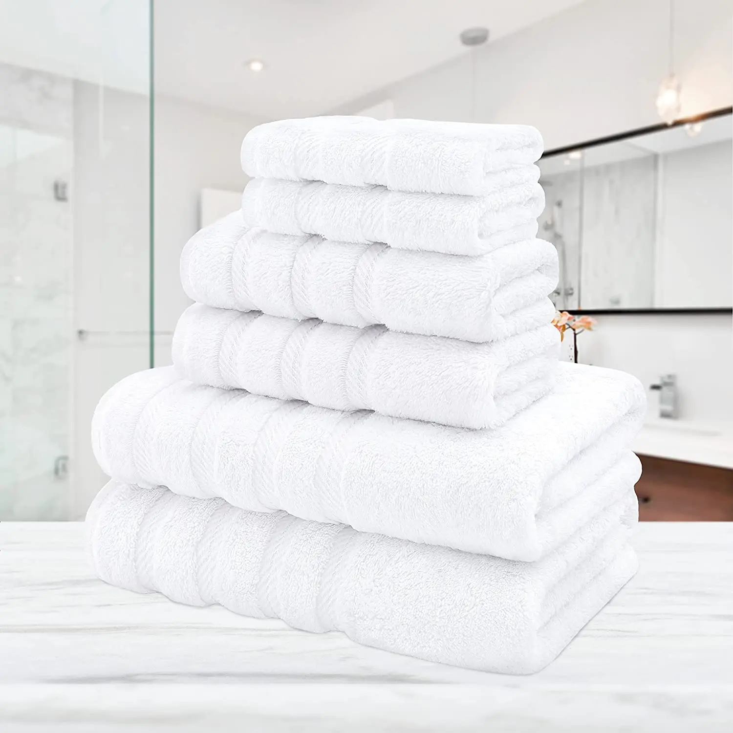 Soft and High Quality Washcloths Soft Linen Absorbent Bath Towels 100% Turkish Cotton 6pcs for Bathroom Shower and Hotel
