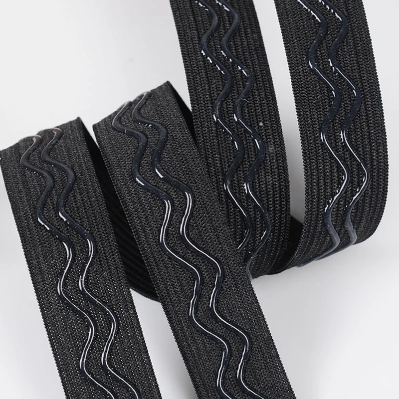 Manufacturer Customize Logo Nylon Jacquard Silicone Elastic Gripper Rubber Wide Elastic Waistband For Pants