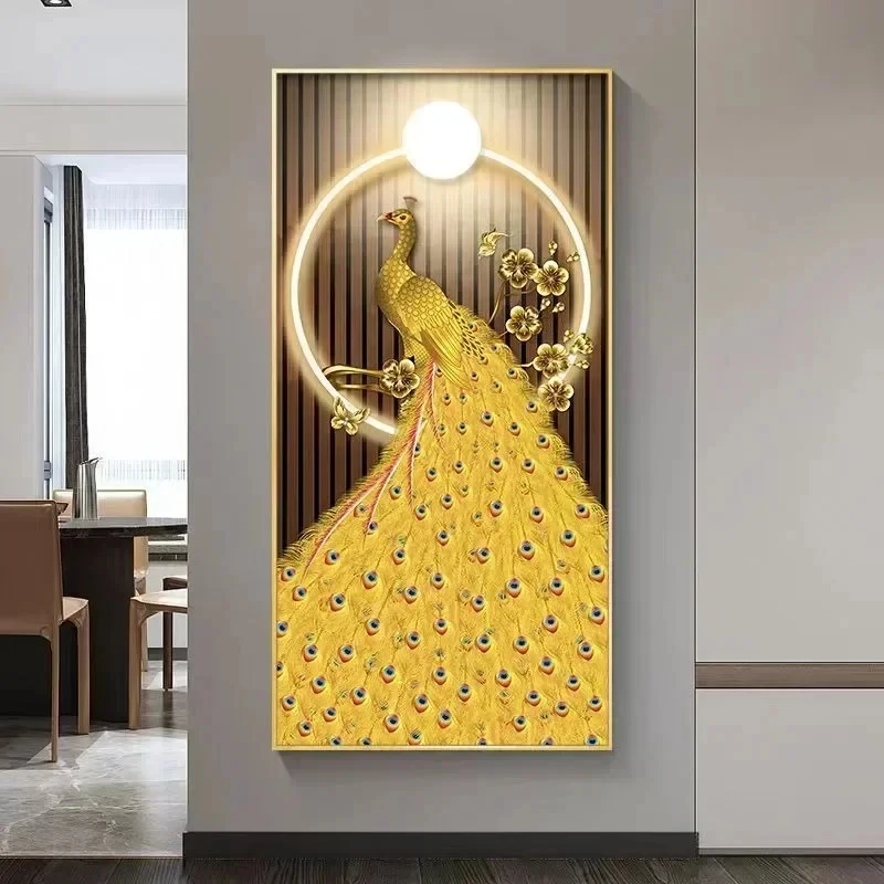 Golden deer creative painting Abstract crystal porcelain painting living room decorative painting Home art wall decoration
