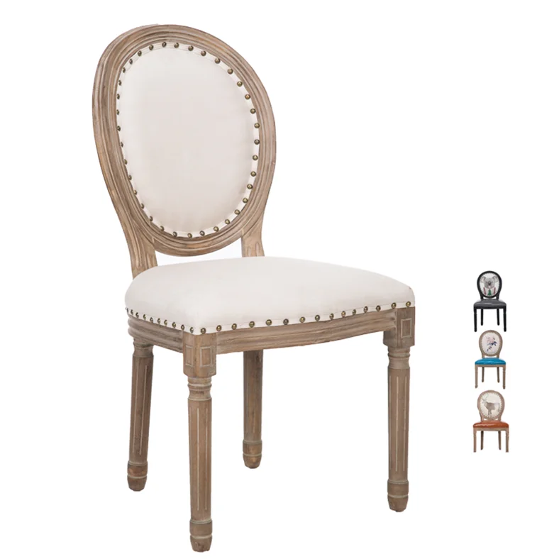 Low MOQ OEM ODM cheap hotel chair wedding solid wood french louis dining chair