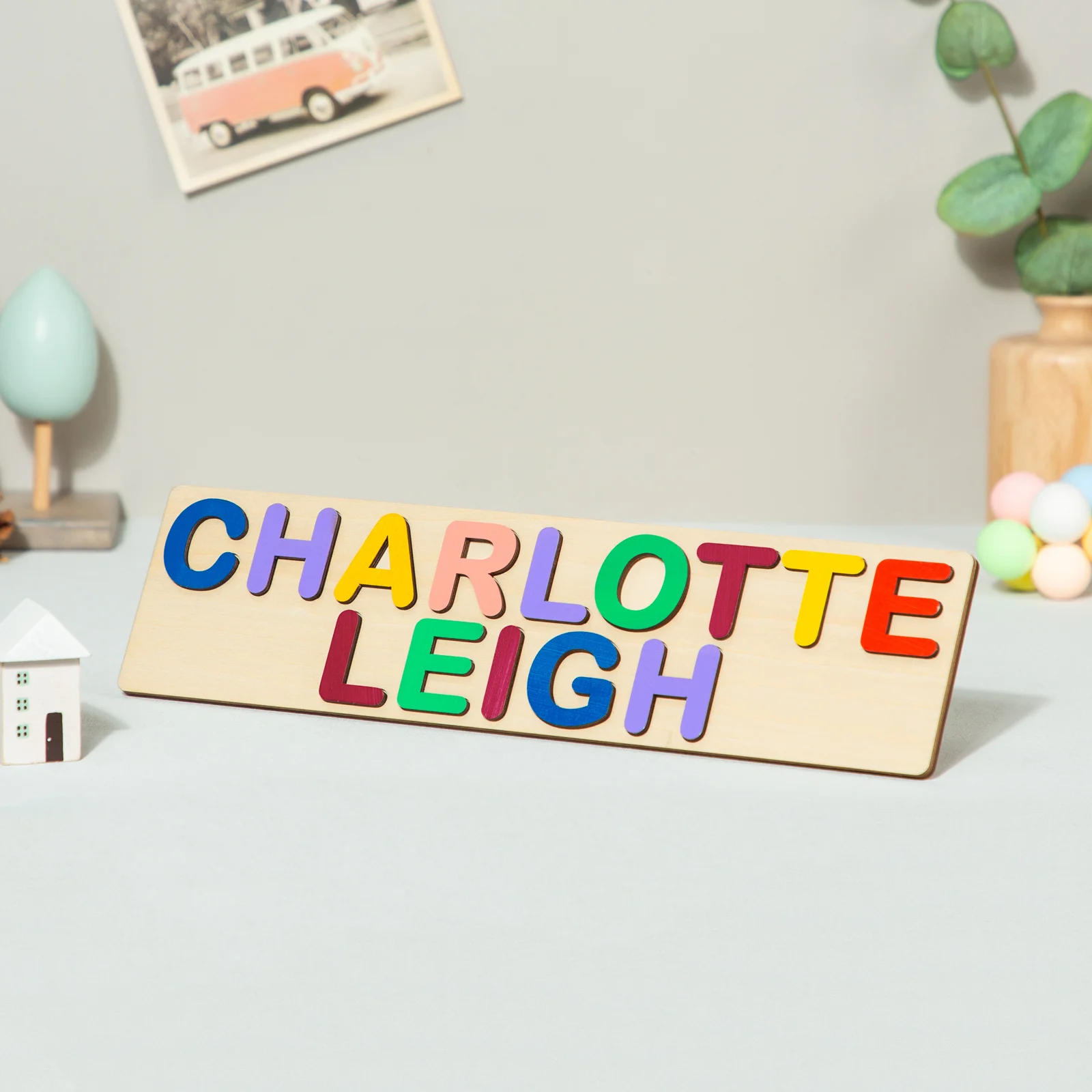 Baby Kids Birthday Preschool Gift Custom Name Puzzle Wooden Toys Alphabet Puzzle for Toddlers