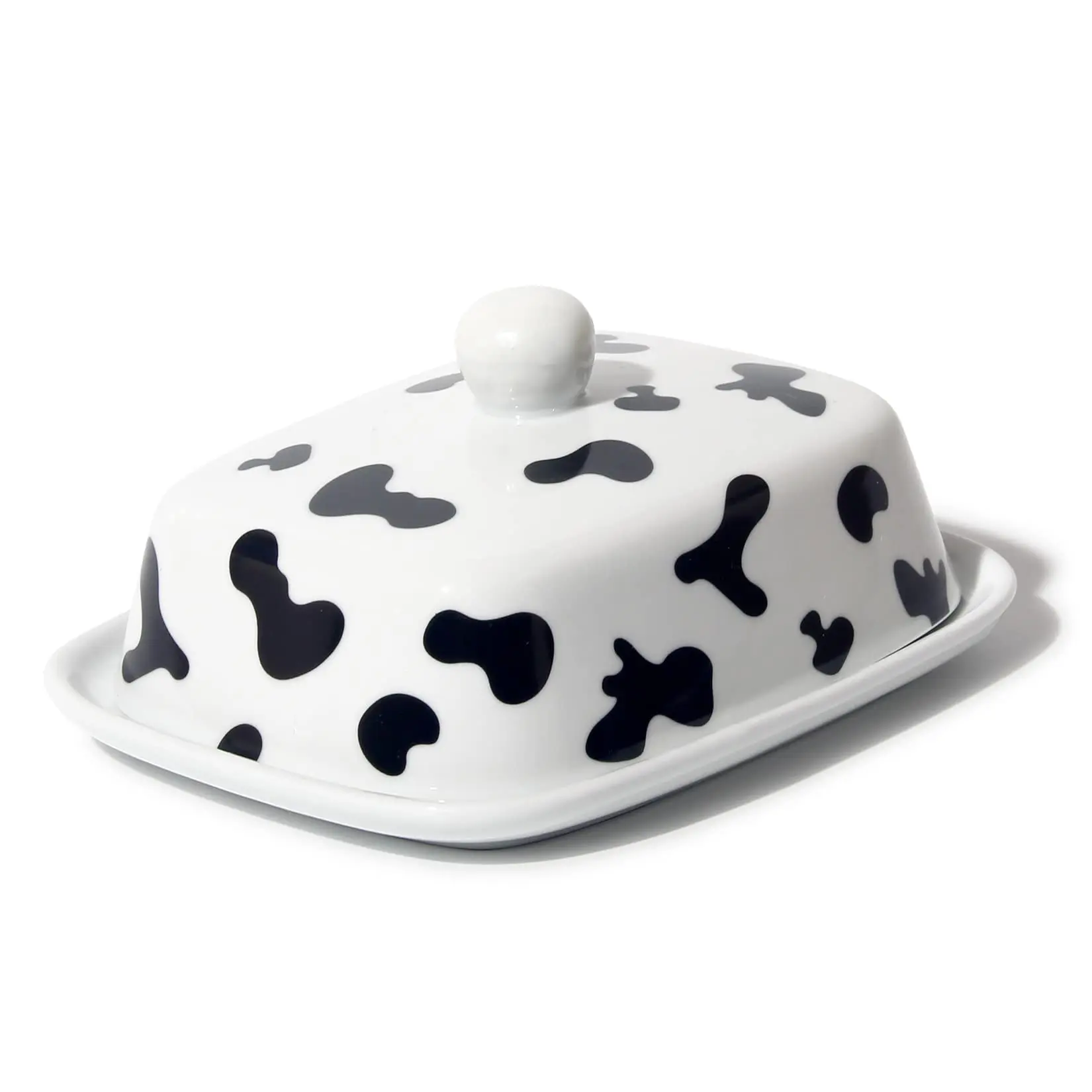Customized Decor Kitchen Ware East West Coast Butter Keeper Food Container Cow Large Ceramic Butter Dish with Cover