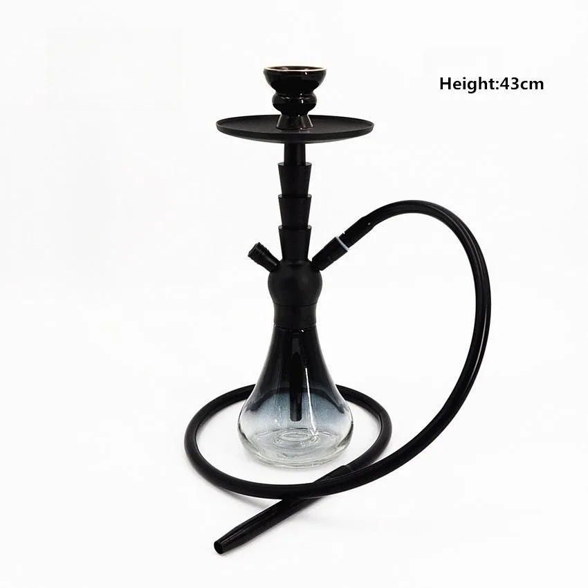 Cheap Arabian Glass Hookah Full Bar Medium Hookah One Pipe Aluminum Hookah With Ceramic Bowl