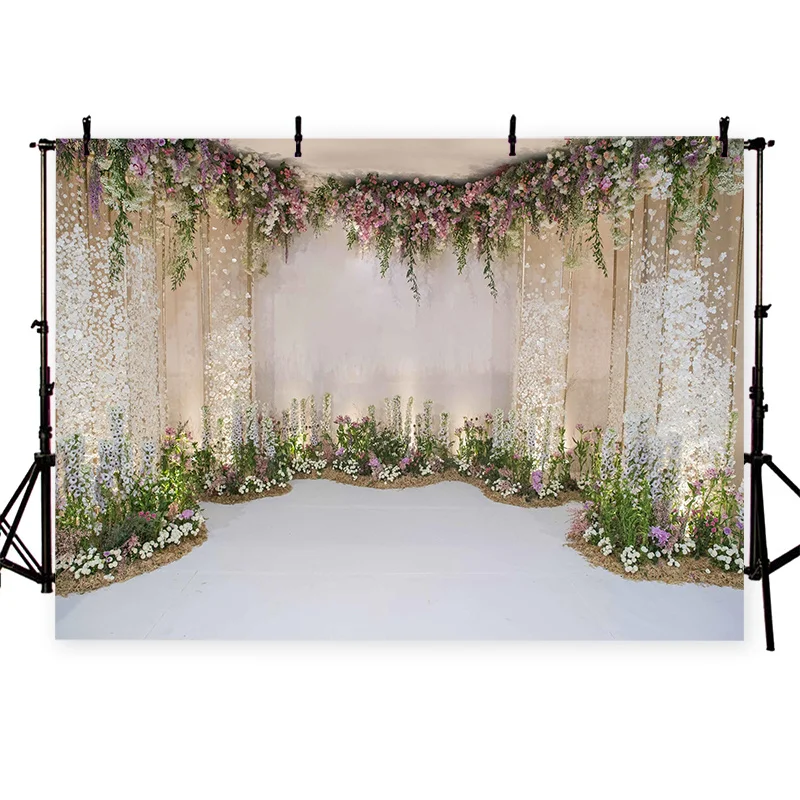 3D Flower Door Backdrop Print Thin Vinyl Background Women Birthday Women Home Party Wall Decoration Photo Shoot Photography