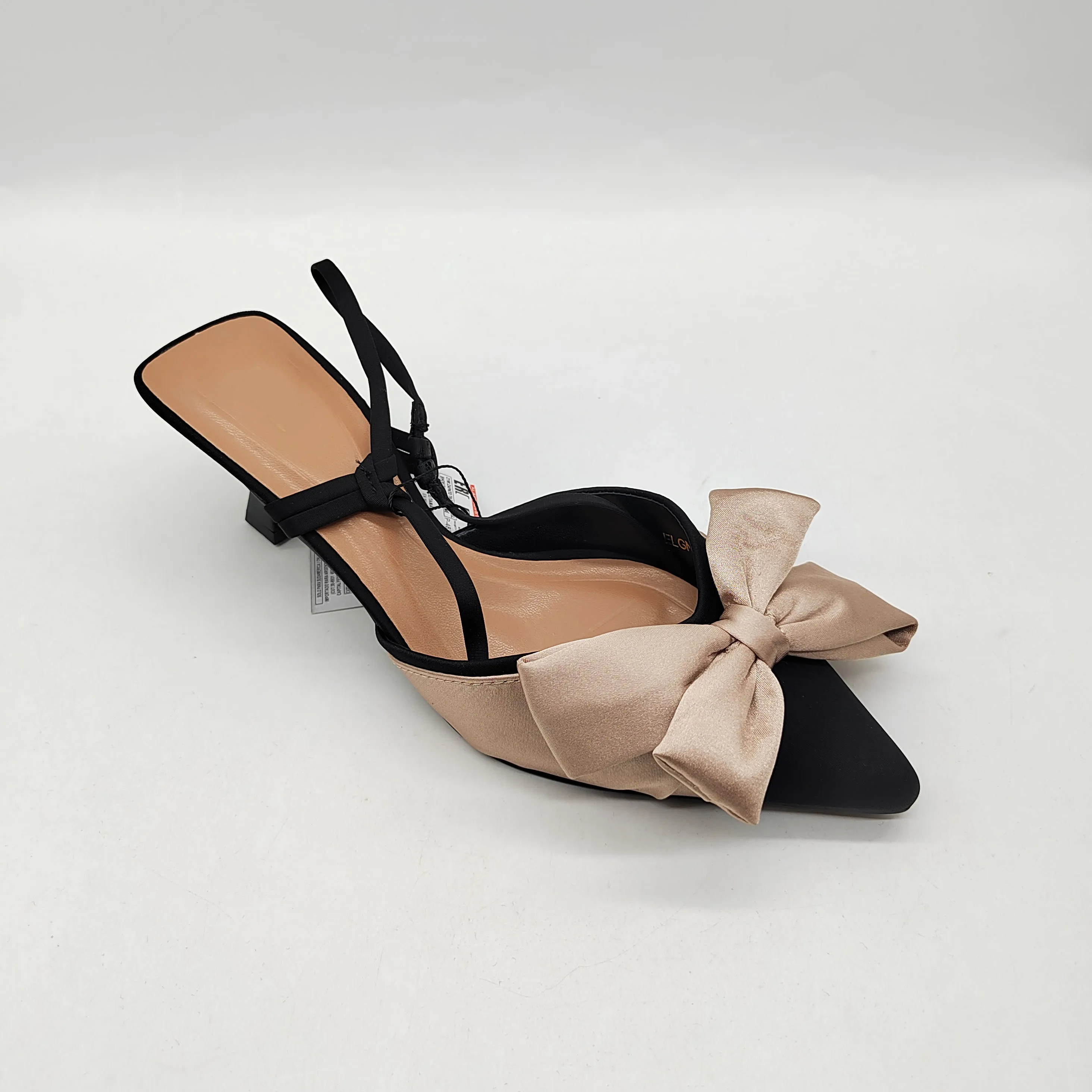 Wholesale Suede Upper Women Casual Style Pointed Toe Kitten Heeled Slingback Fashion Bow Sandals Slippers Heels for Ladies Shoes