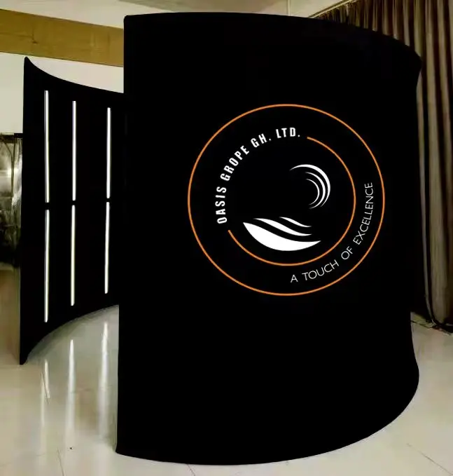 Kmanda 8ft Wholesale 360 Photo Booth Led Enclosure Curved 360 Video Camera Booth Backdrop Wall Portable Pillowcase Photo Booth