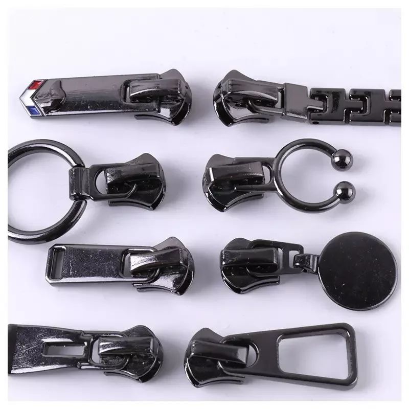 Wholesale Custom Price Design Auto Lock Zipper Zip Pull Detachable Spring Head Ring Hanging Plating For Jeans