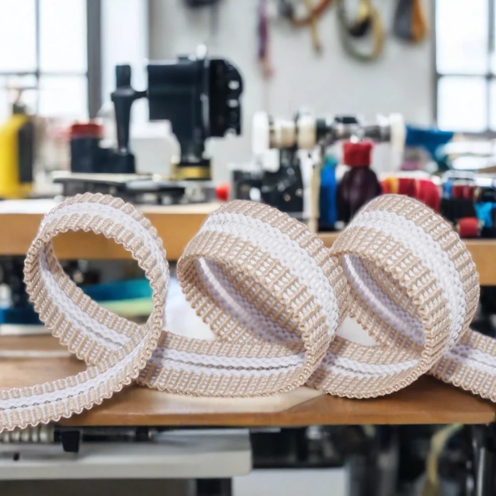 Custom Adjustable elastic band for Bags Latex Coated mesh elastic with  Woven elastic band