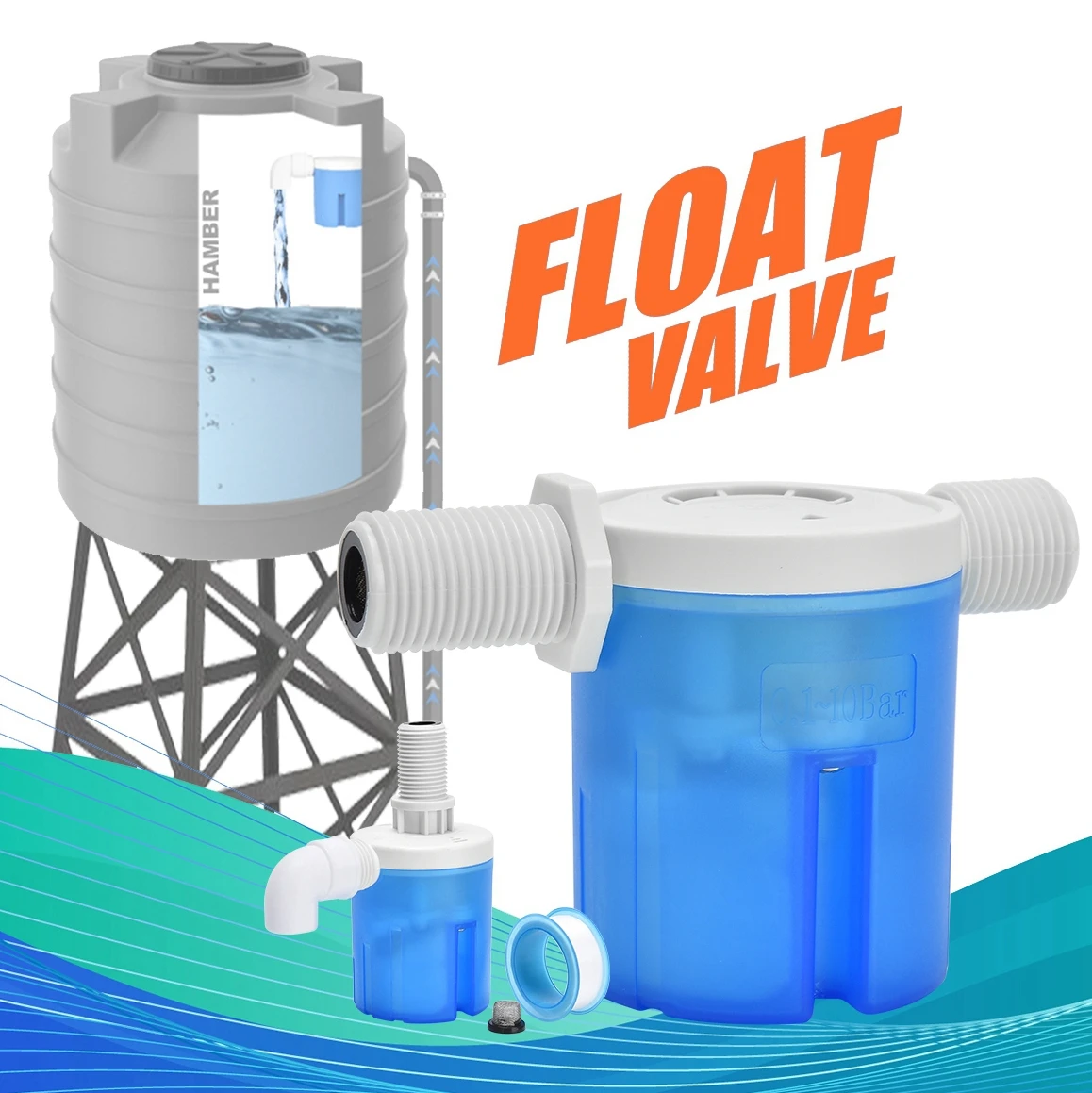 fully automatic water level horizontal controller water tank plastic float valve water level control valve