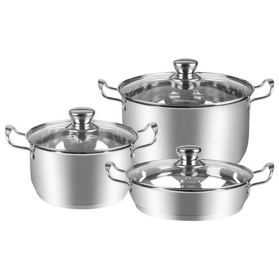 Classic Style MSF-8307 Belly Shape Stainless Steel Casserole Cookware Set Sustainable Kitchen Metal Usage