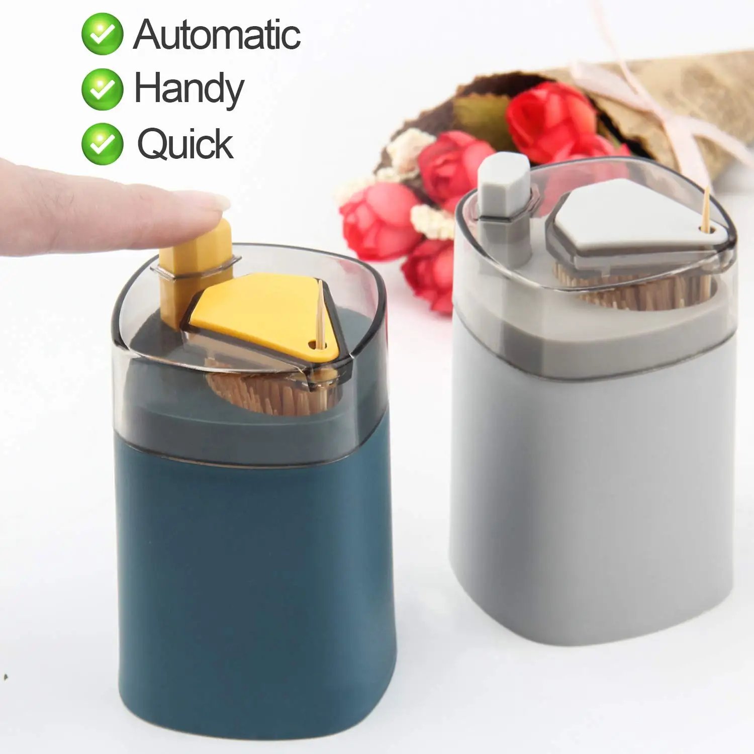 Hot Sale Creative Automatic Pressing Modern Style Type Toothpicks Holder Self-pressing Holder Toothpick Dispenser
