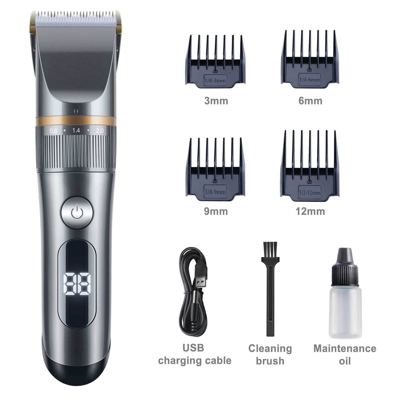 100-240V Waterproof Professional Balding Hair clipper Electric Hair Trimmer Hair cutting Machine 0.1mm Steel Blade Beard trimer
