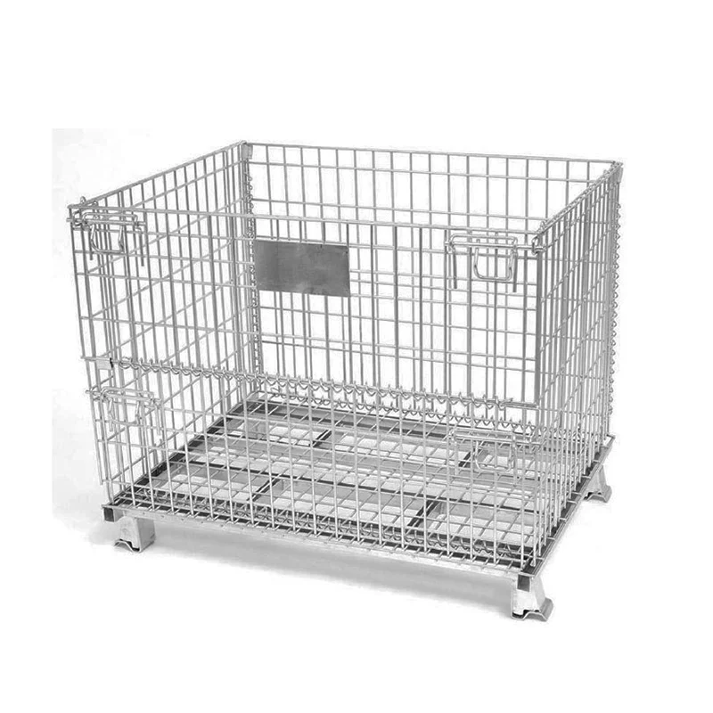 Industrial Galvanized metal storage collapsible container roll cage trolley for laundry