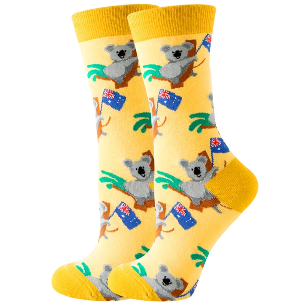Wholesale Funny Fancy Koala Patterned Socks Unisex Calcetines Divertidos Funky Novelty Cotton Socks For Men