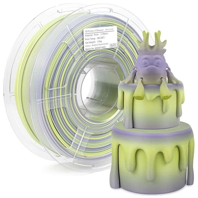 OEM/ODM iSANMATE 2023 New colors Rainbow printing PLA+ matte gradient filament 1kg Spool Yellow+Purple filaments for 3d printer