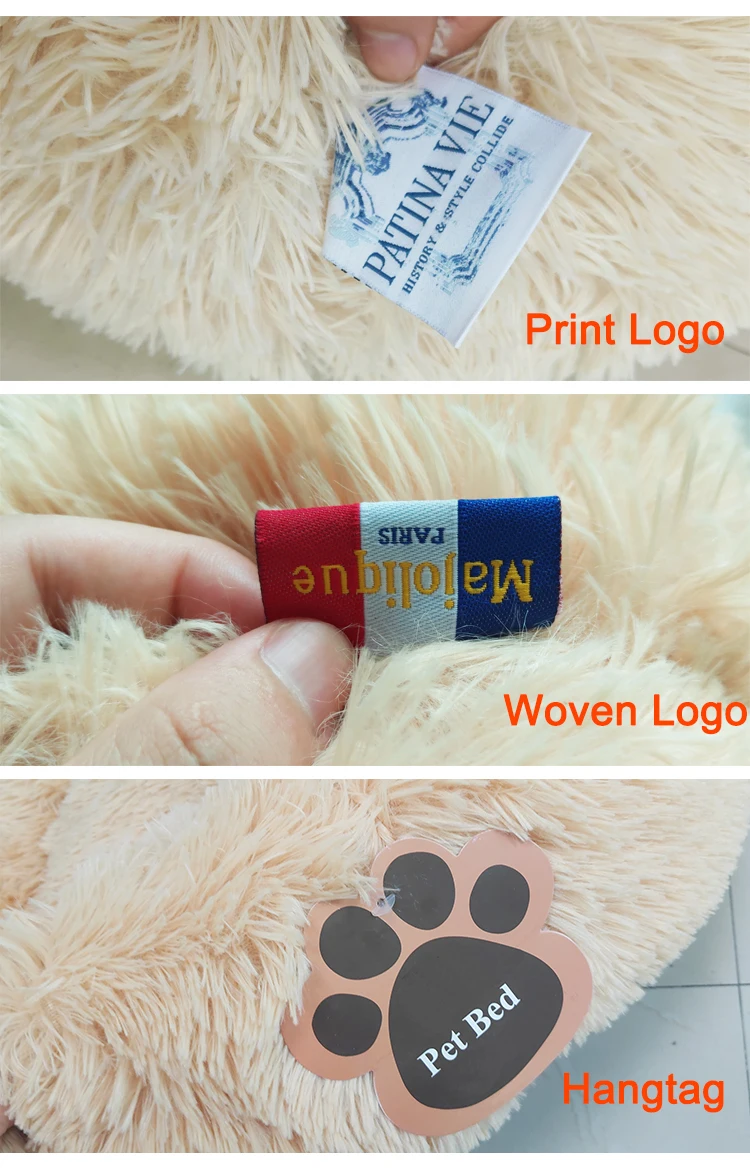 Soft Warm Faux Fur Donut Dog Bed Calming Plush Luxury Fluffy Pet Bed Round Washable with Custom Logo