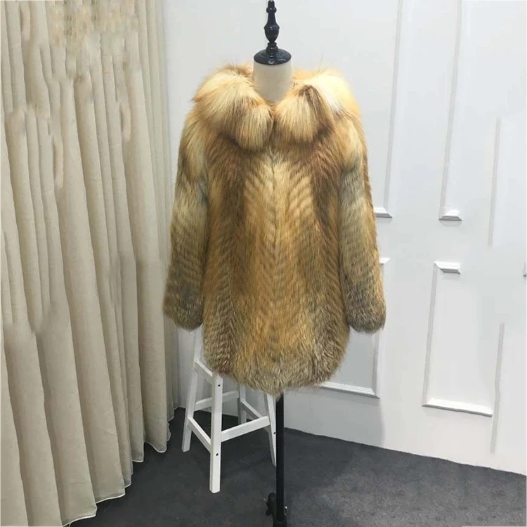 
Winter Custom Warm Real Red Women Fox Fur Coat 