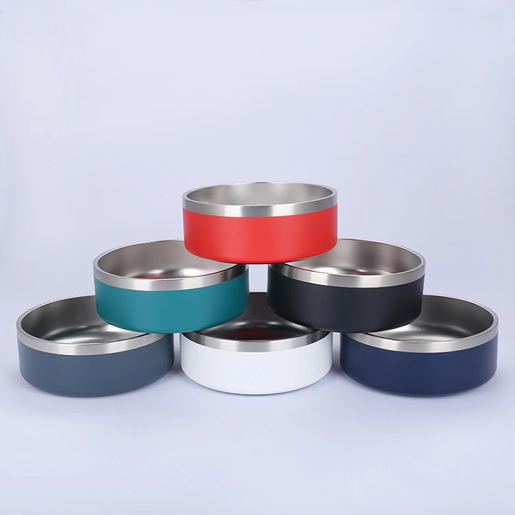 Wholesale Large 64 oz 42oz Dog Bowl Stainless Steel Pet Bowls Food Feeder Powder Coated Metal Dog Bowl for Dog with Logo