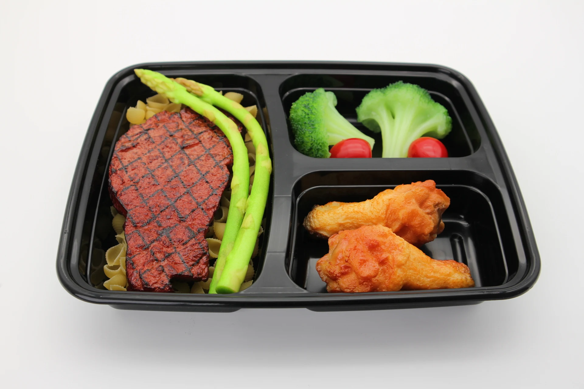 Wholesale popular plastic bento microwavable to go lunch box meal prep disposable 3 compartment food container