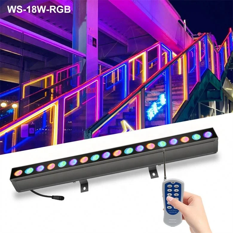 Rgb Меняющие цвет Ландшафтные Настенные светильники с пультом дистанционного управления Ip65 водонепроницаемый 18 Вт линейный светильник