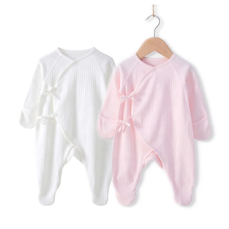Wholesale custom kimono style baby 2-pack cotton footed sleep and play rompers baby sleep romper