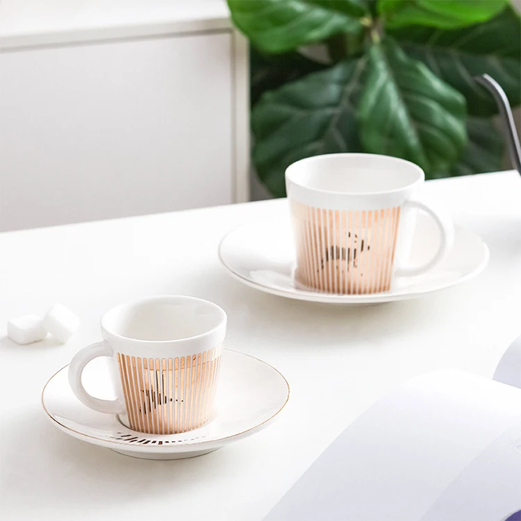 Factory direct sales Creative ceramic mirror reflection coffee cup and saucer simple English afternoon tea set