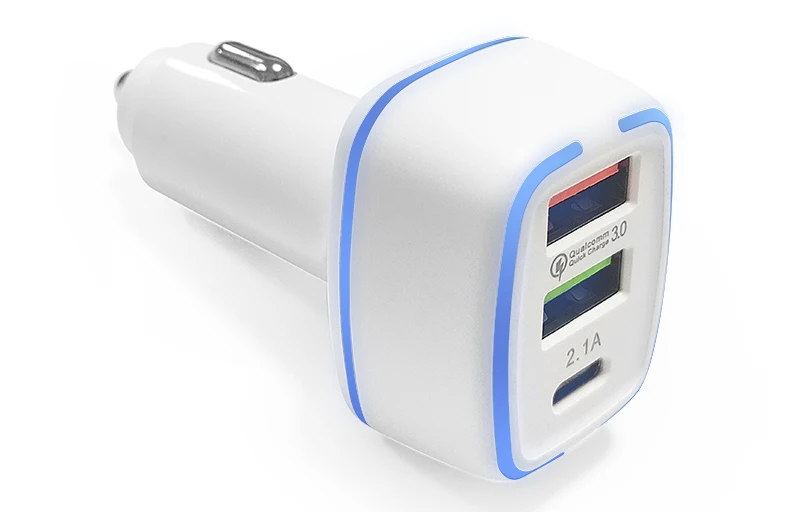 Excellent 3 Port Usb 2.4A & Pd 20W Car Phone Charger Led Lighter 32W Power Car Charger
