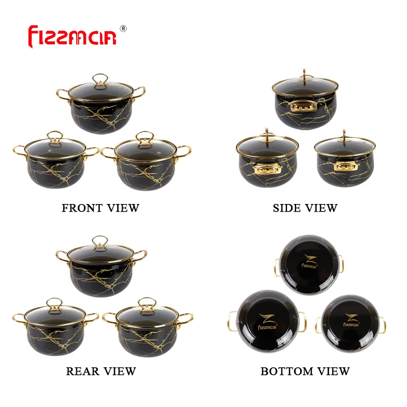 ELZZAACLR Enameled cooking pot 3.0L/4.0L/5.0L kitchen utensils milk cookware cast set cooking ware enamel coating pots