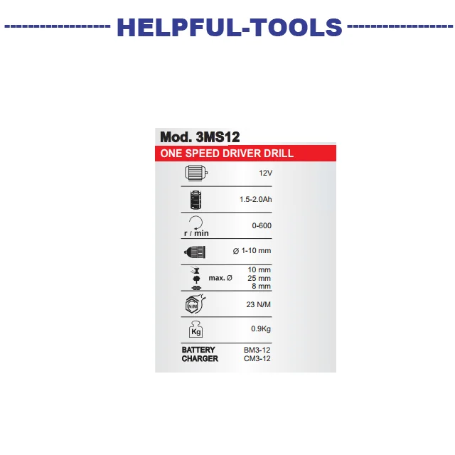 Helpful 3MD12 12V Two speed driver drill power hand impact drill driver drilling machine weihai helpful tools
