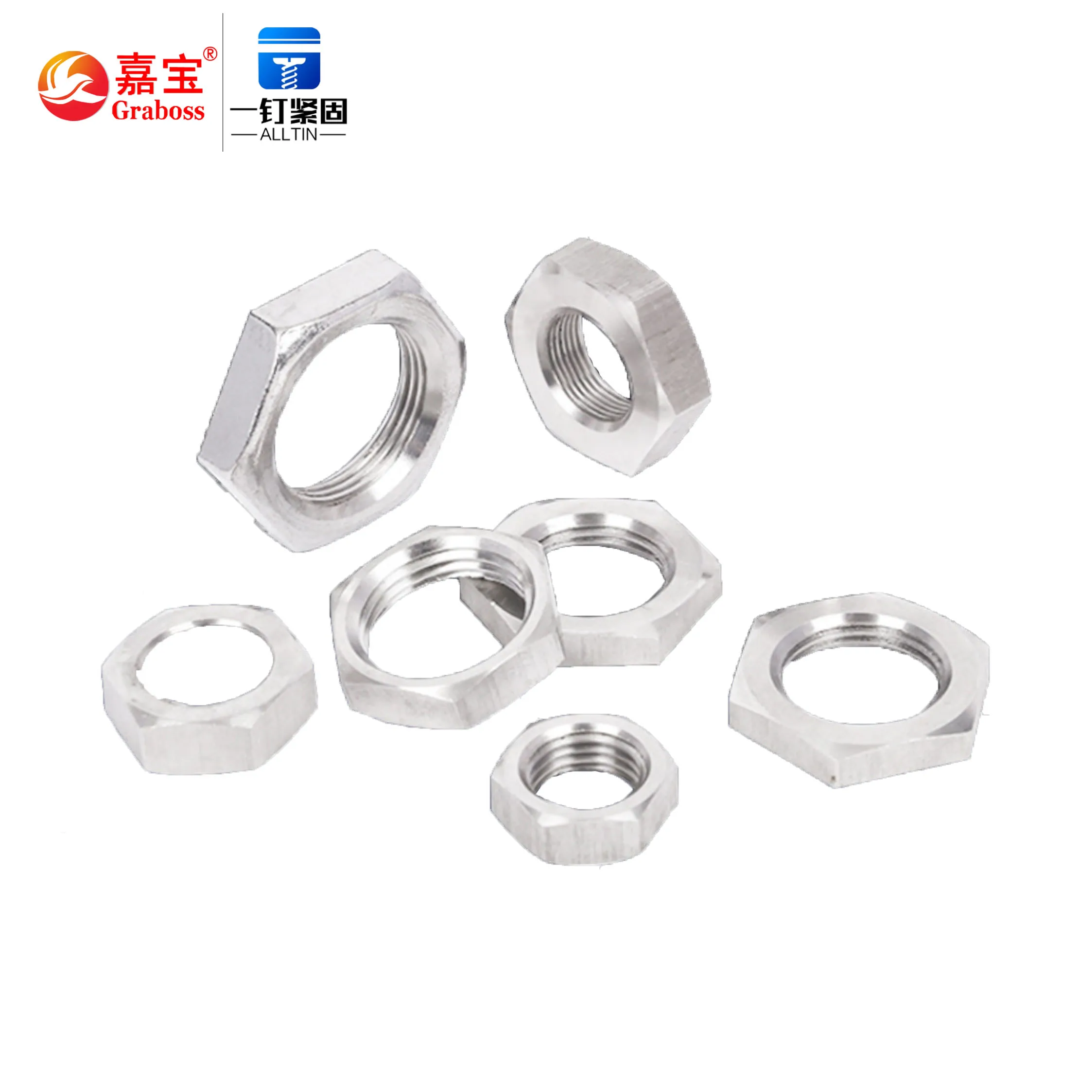 High quality 304 stainless steel hexagon thin nuts 6.8 Lock nuts M8-M24