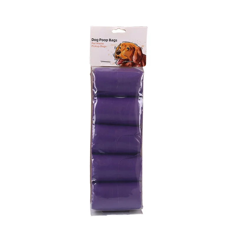 Wholesale Full Degradable Purple Disposable Dog Poop Bag Biodegradable Vest Type Dog Poo Bag For Pets