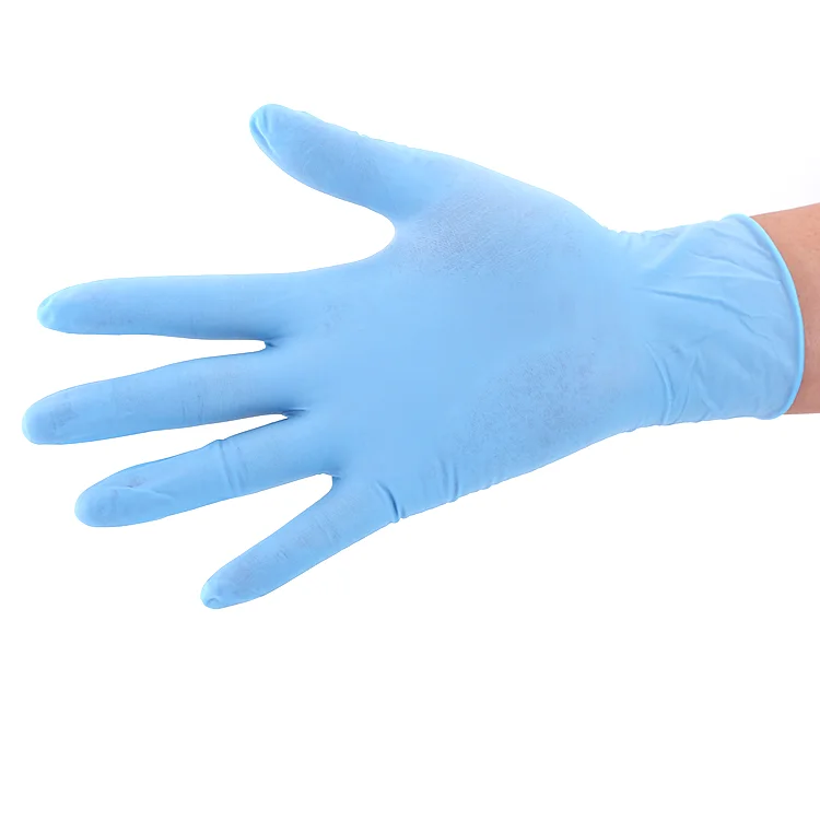 Widely used superior quality food grade disposable examination blue nitrile gloves