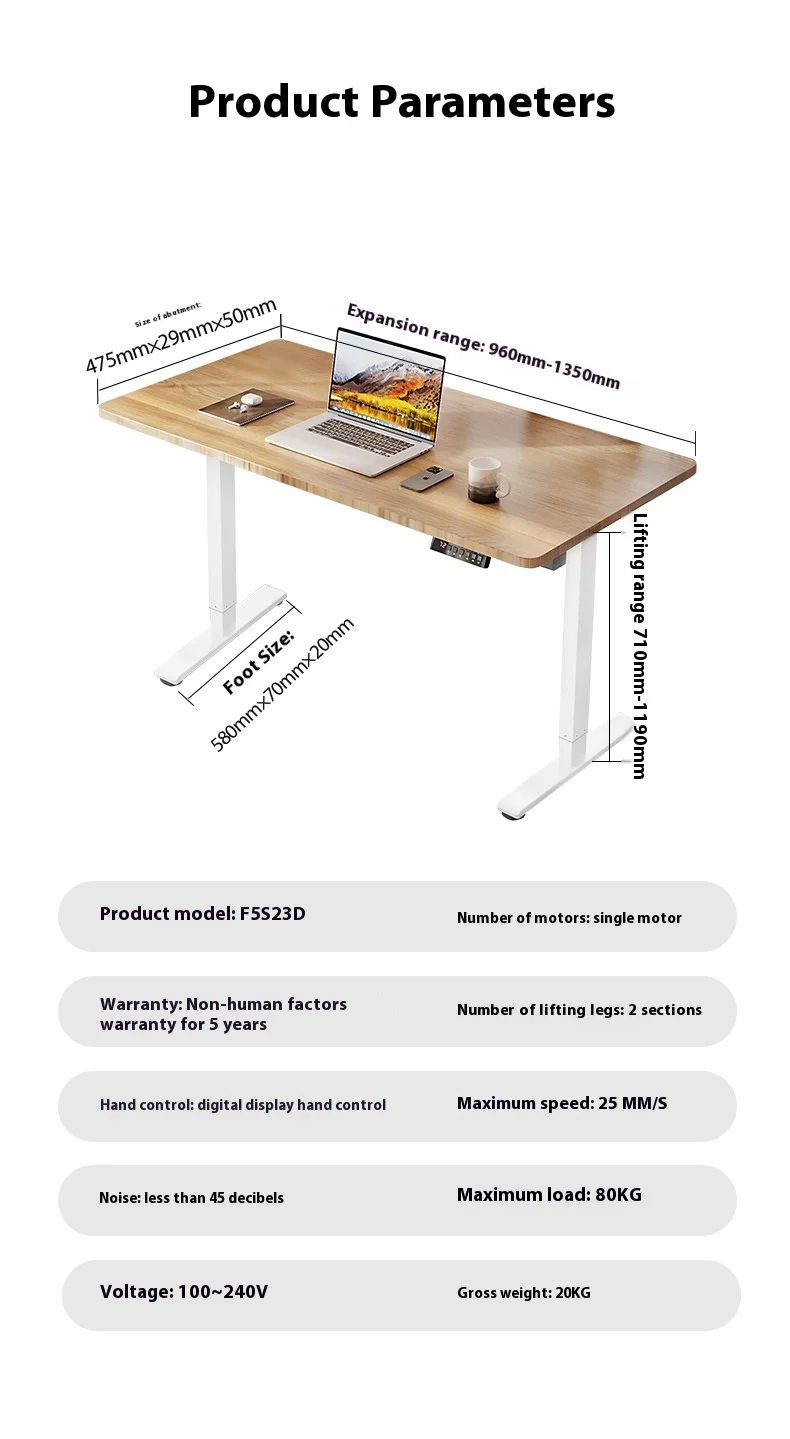 Black Electric Standing Computer Desk Frame Height Adjustable Table Legs Sit Stand Desk Legs for Home and Office
