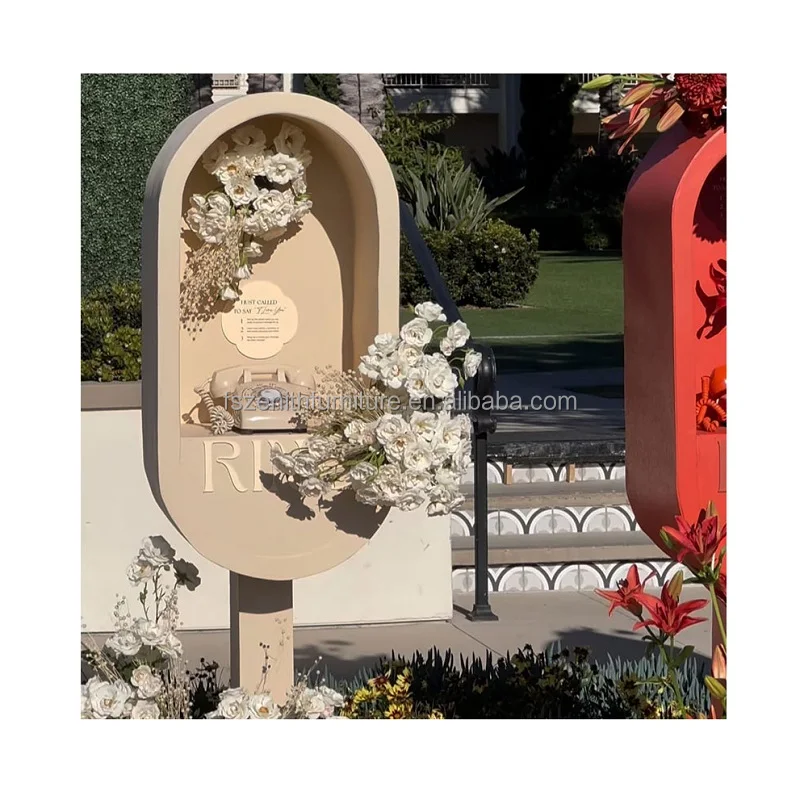 Outdoor party event decor audio guest book display stand telephone booth wedding decoration