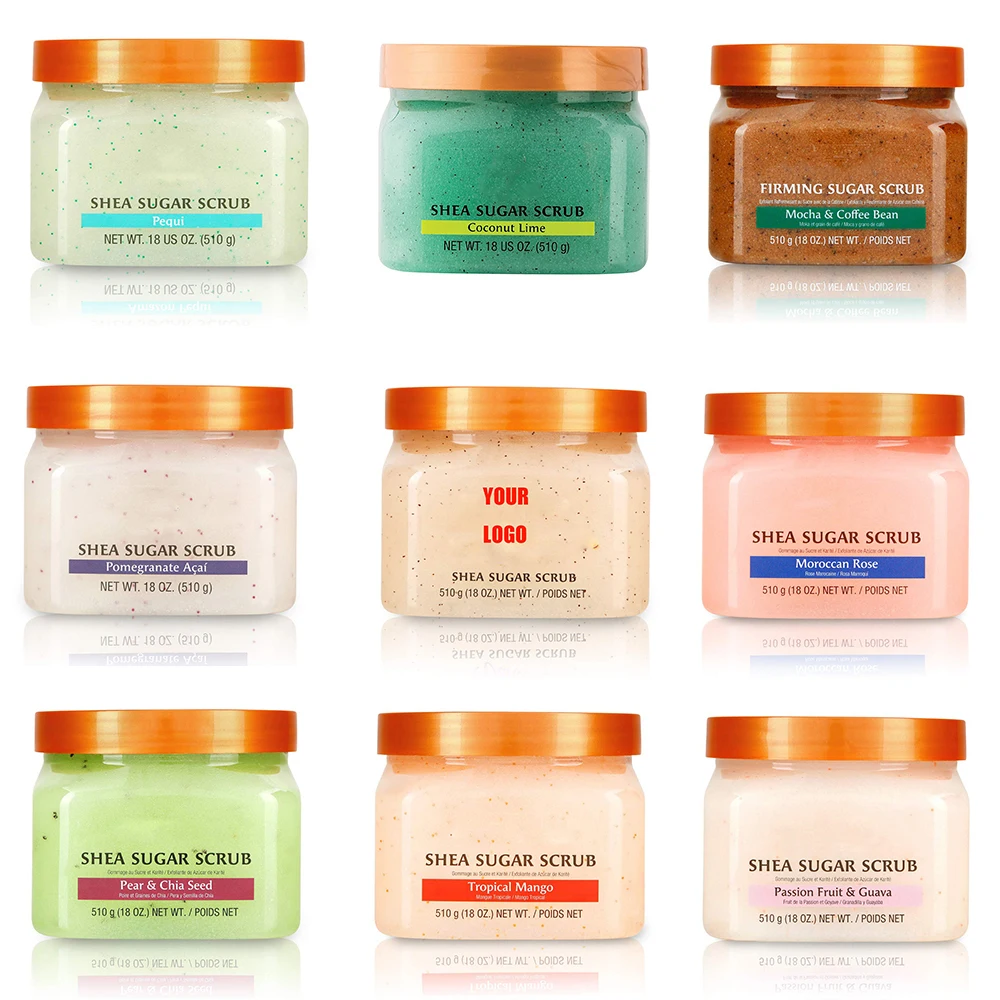 Частная торговая марка органических натуральных красочных фруктов, сахар Ши, Отшелушивающий скраб для лица и тела