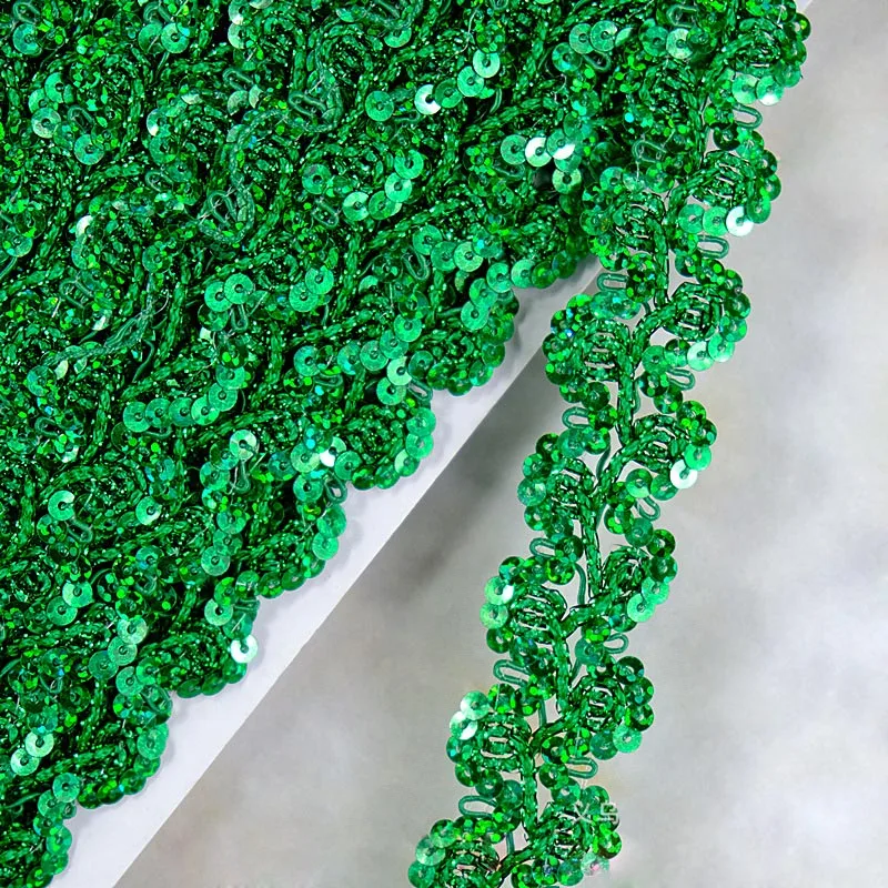 3cm 13m Diy Polyester Sewing Trimming Lace Ribbon Christmas Costume Red Green Blue Sequined Metallic Tatting Braided Lace Trim